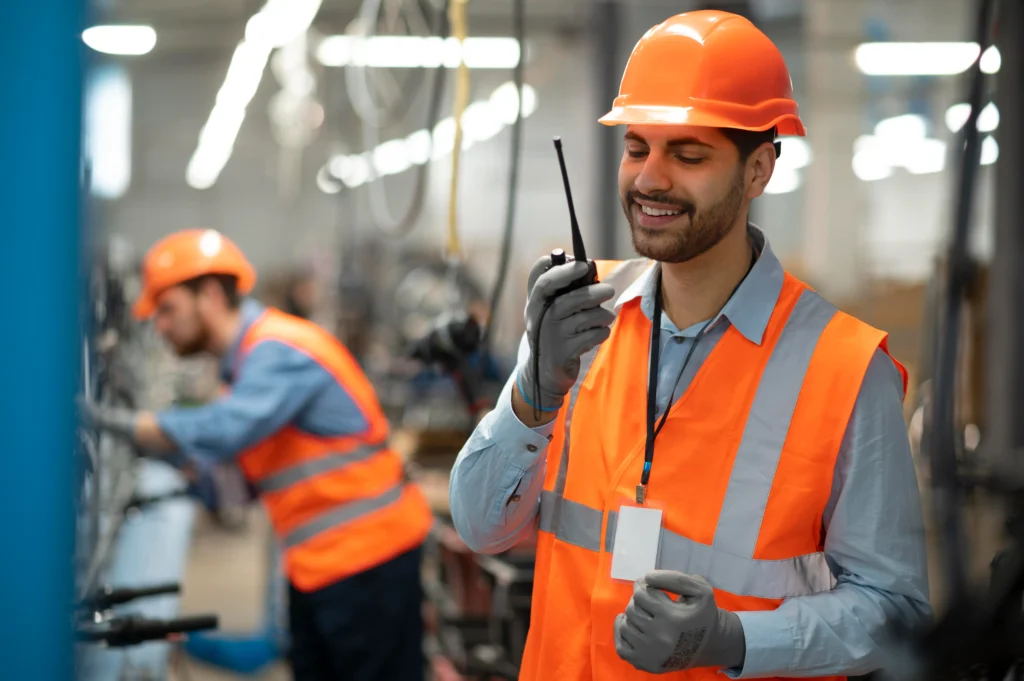 engineer use walkie talkie